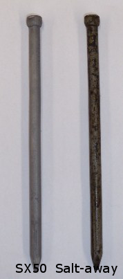 Salt Corrosion on nails at 1 month Salt Corrosion on nails at 1 month